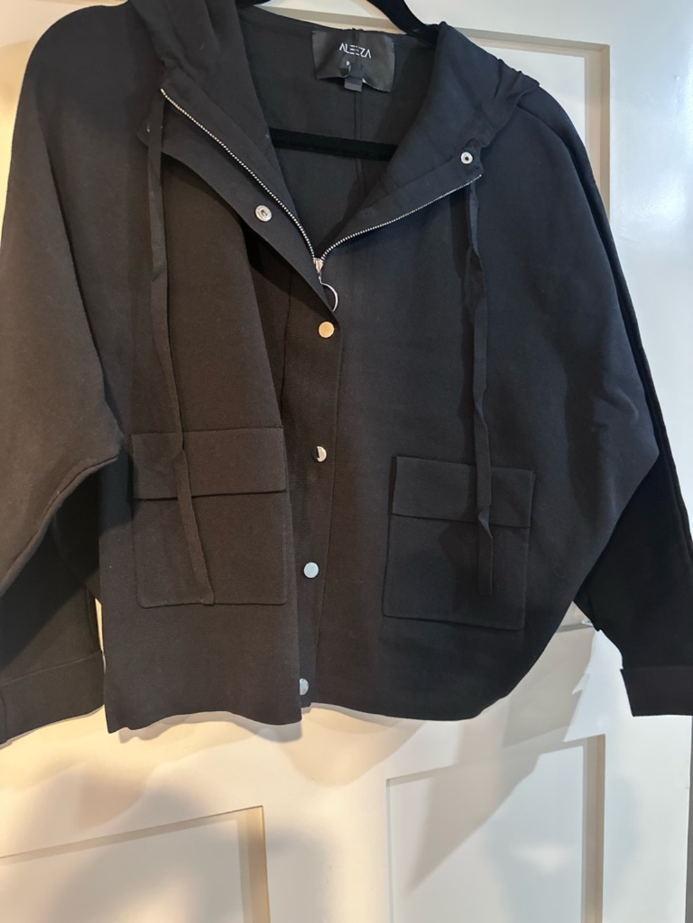 ALEEZA PARIS  Black Hooded Bomber Jacket